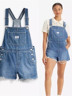 Levi’s Vintage Overalls Shortalls Bibs 90s Y2K Medium Wash Summer Grandpa medium